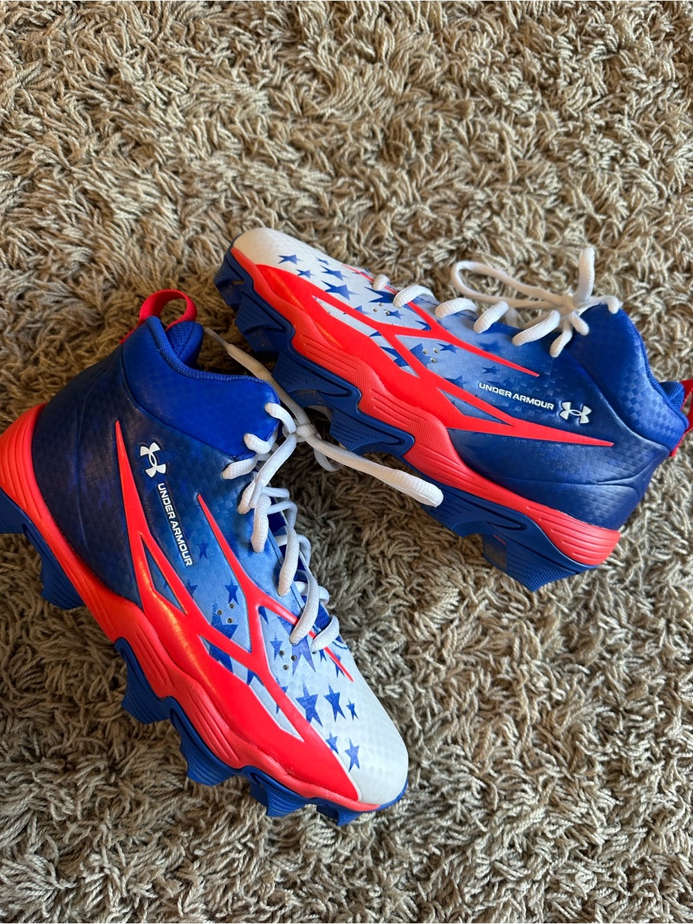Under Armour Blue and Red Kids' Star-Accent Cleats